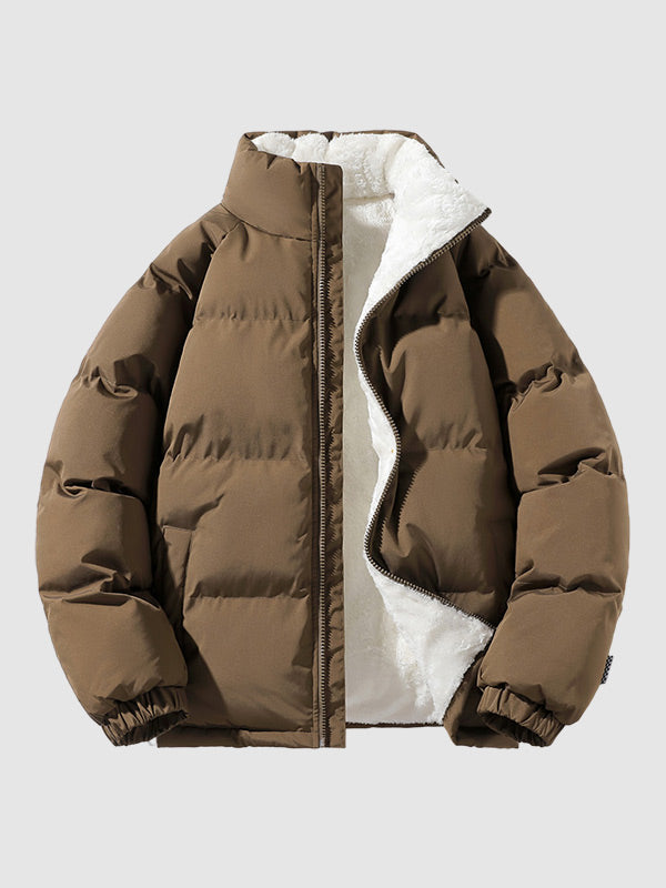 Herr Fleece-fodrad Puffer Vadderad Jacka