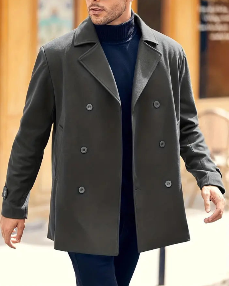 Elegant klassisk vinter trenchcoat för män