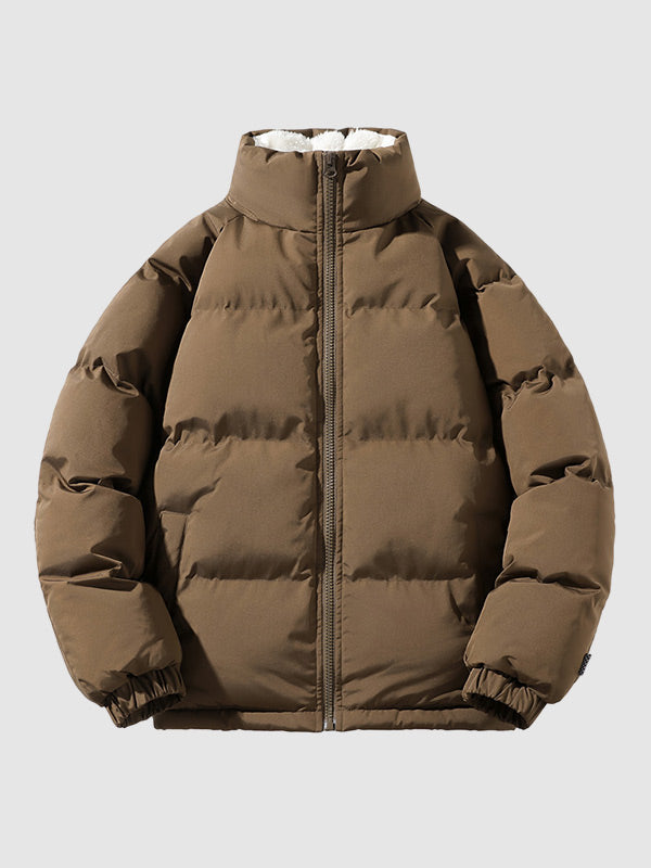 Herr Fleece-fodrad Puffer Vadderad Jacka