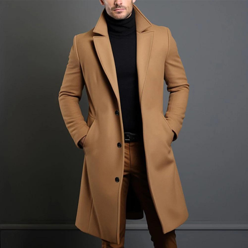 Elegant klassisk varm vinter trenchcoat för män