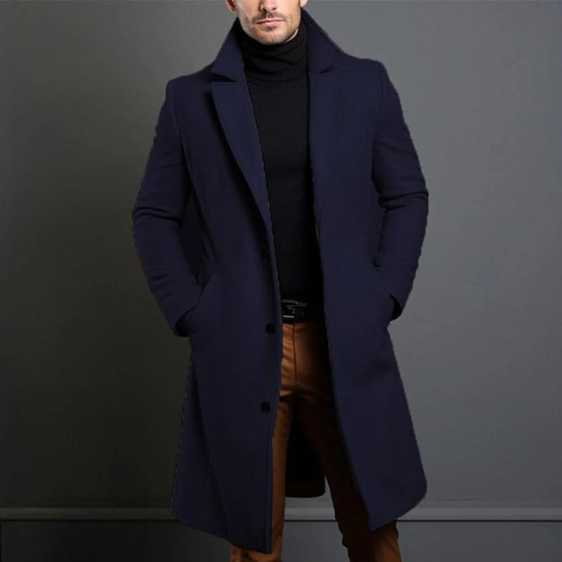 Elegant klassisk varm vinter trenchcoat för män