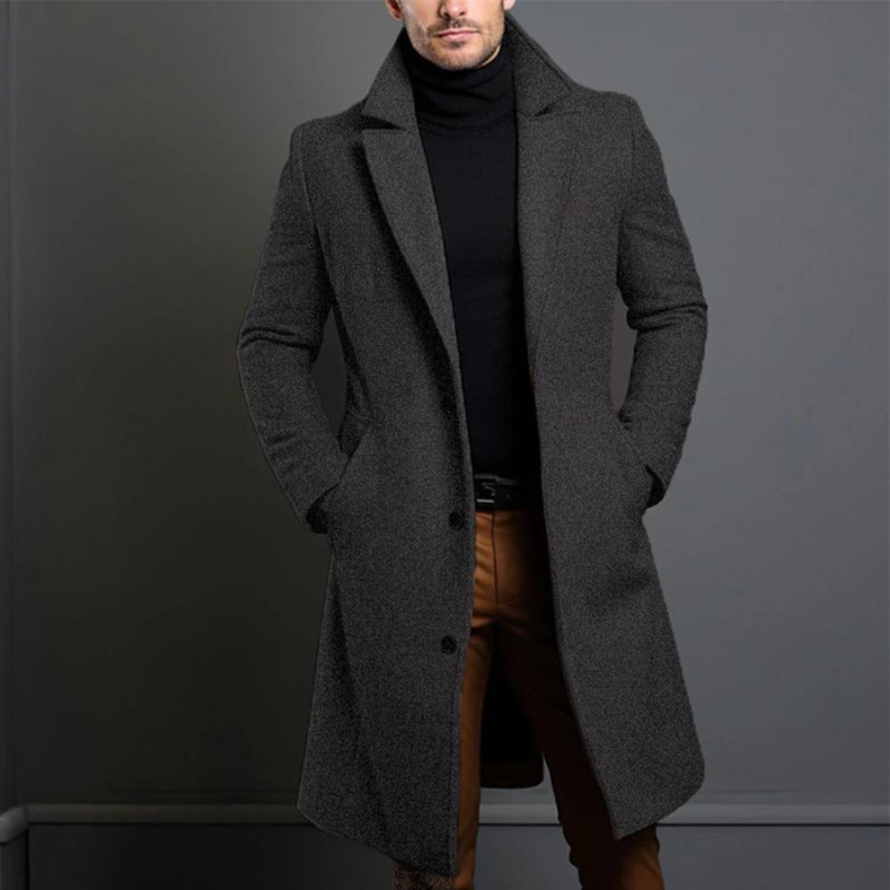 Elegant klassisk varm vinter trenchcoat för män