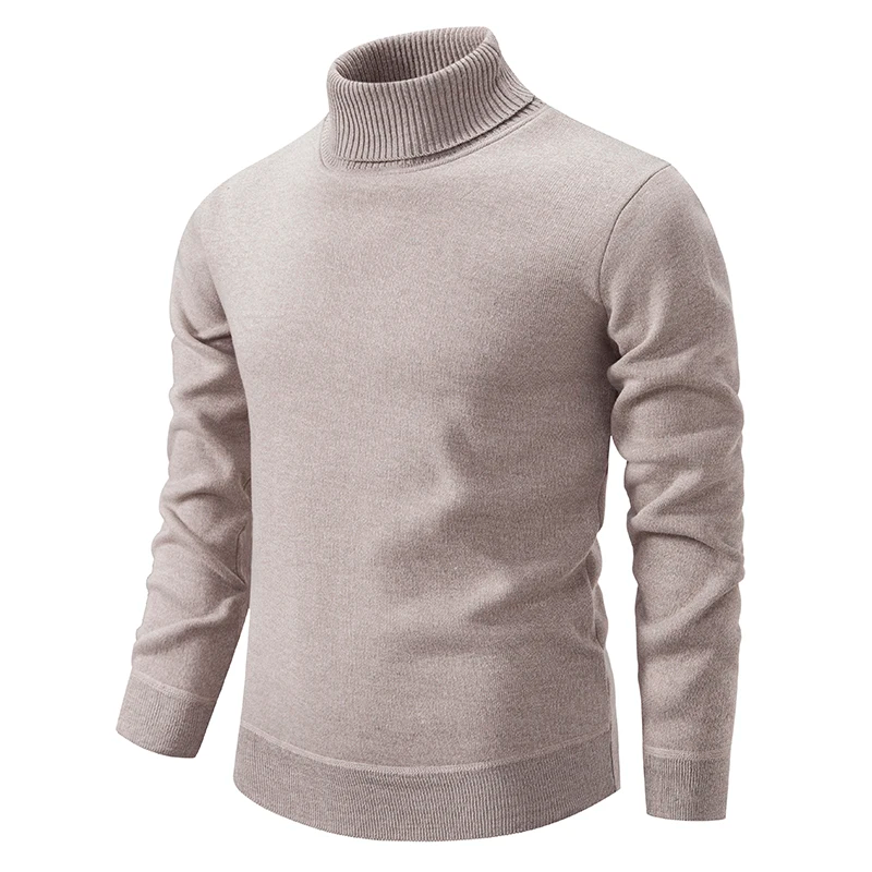 Vanlig stickad turtleneck tröja för män