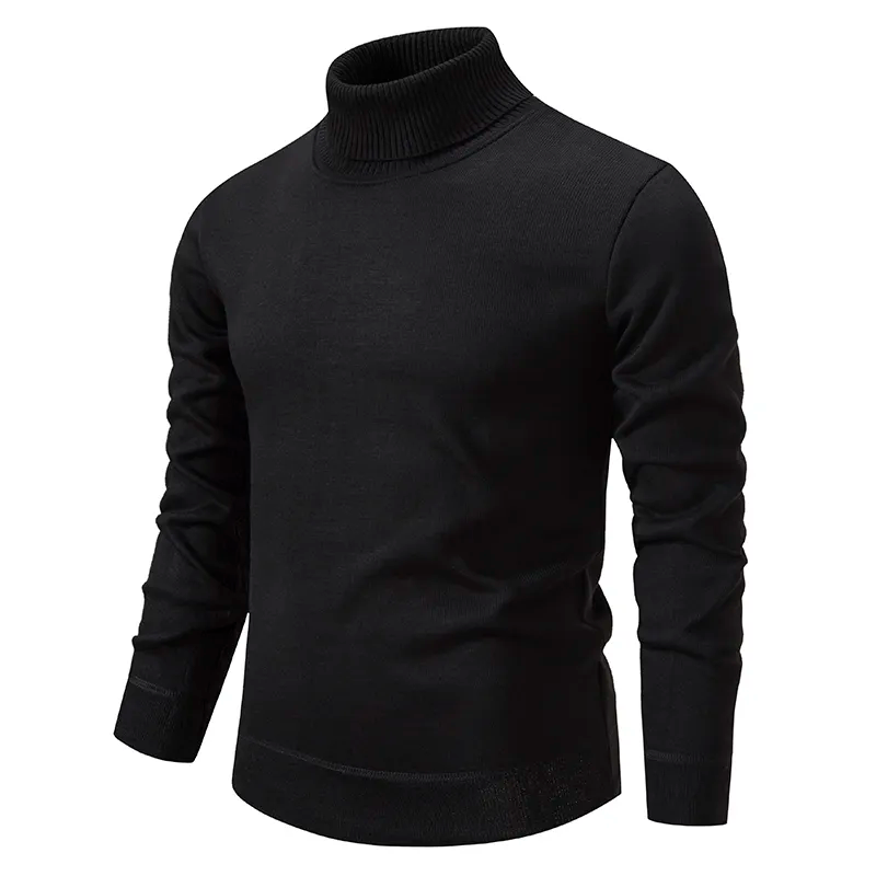 Vanlig stickad turtleneck tröja för män