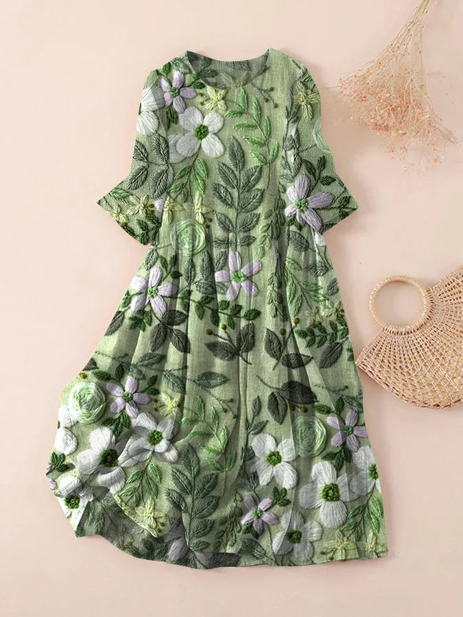 Vintagestil Blommig klänning