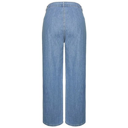 Retro denim lösa breda ben utsvängda jeans för kvinnor