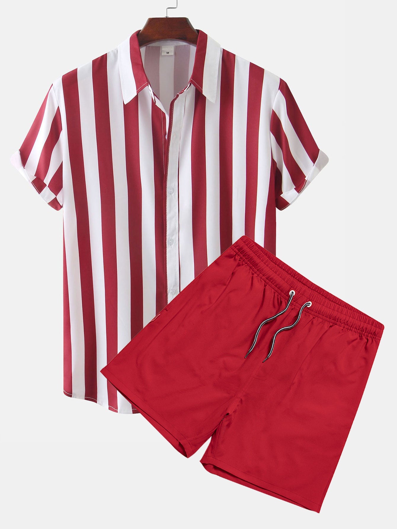 Stripe Print Shirt &amp; Swim Shorts