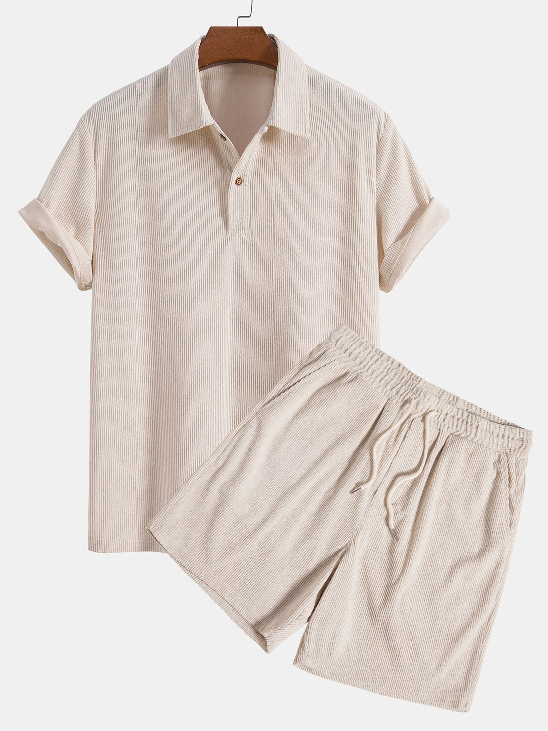 Short Sleeve Corduroy Polo Shirt &amp; Corduroy Shorts