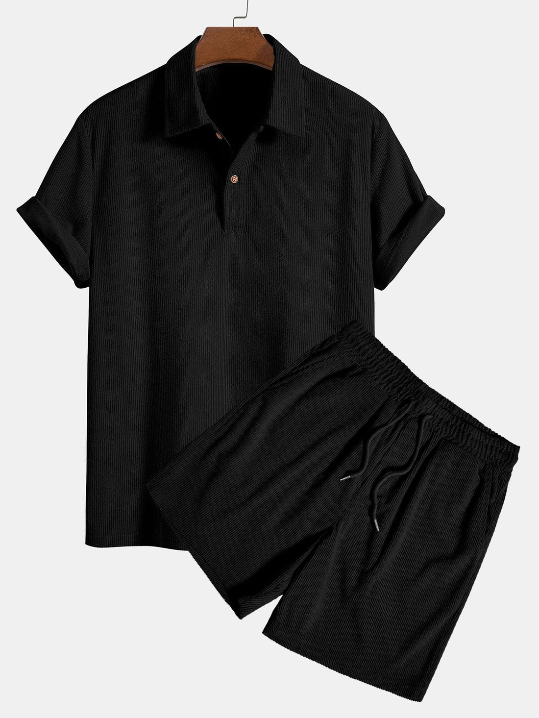 Short Sleeve Corduroy Polo Shirt &amp; Corduroy Shorts