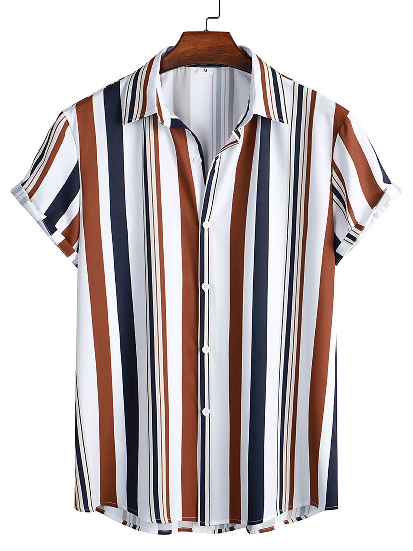 Colored Striped Print Shirt &amp; Swim Shorts