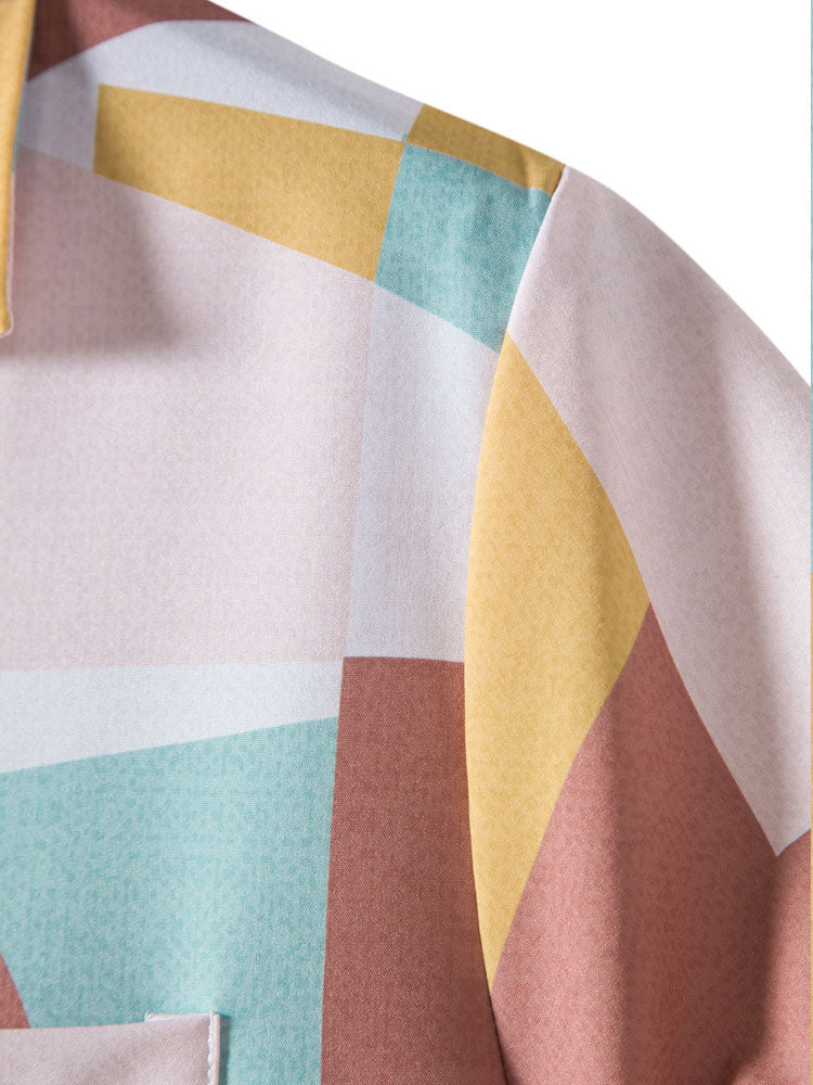 Abstract Color Block Print Shirt