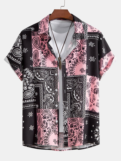 Paisley Print Button Up Shirt &amp; Shorts