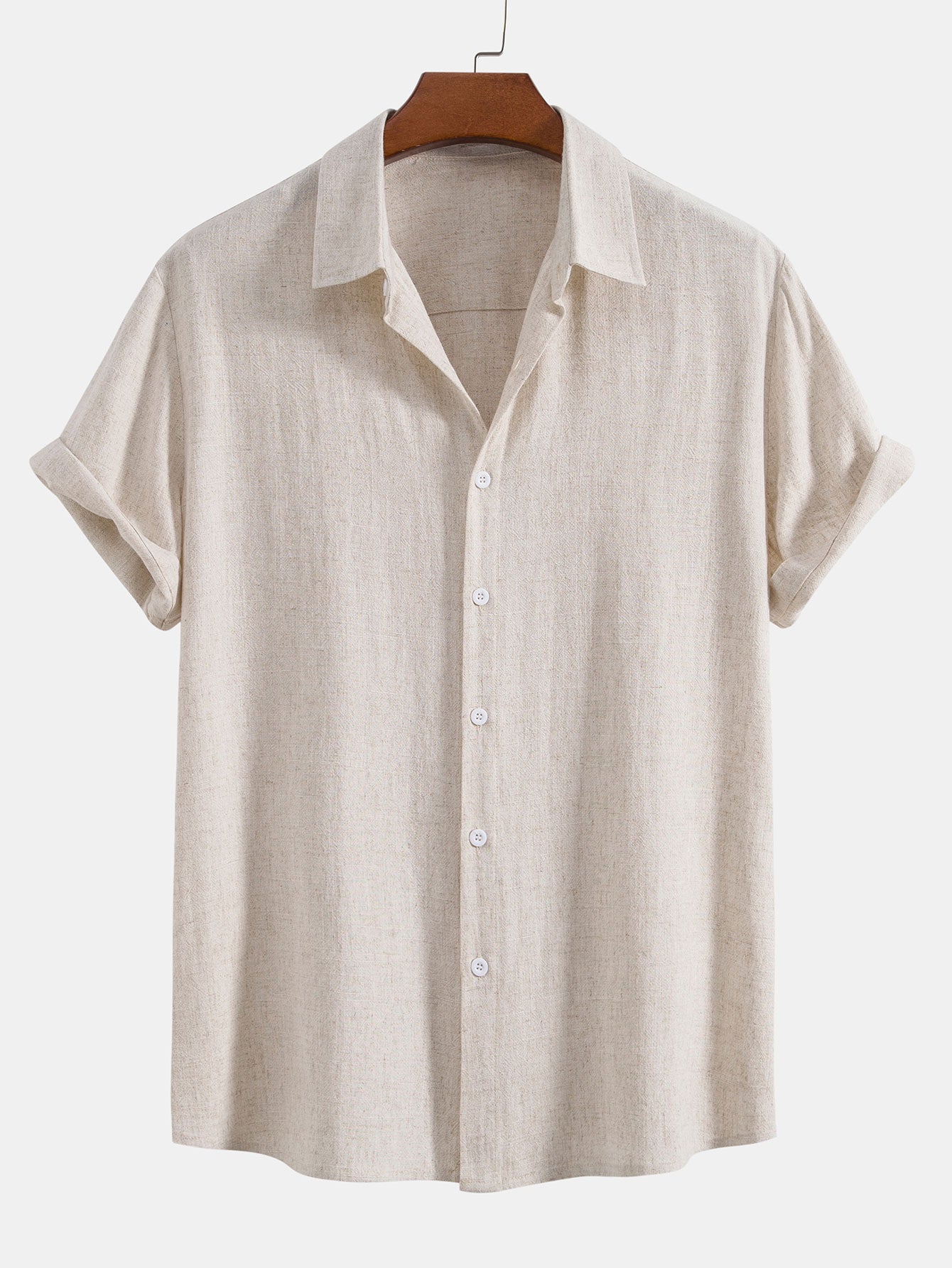 Linen Rayon Blend Button Up Shirt &amp; Linen Cotton Blend 11&quot; Shorts