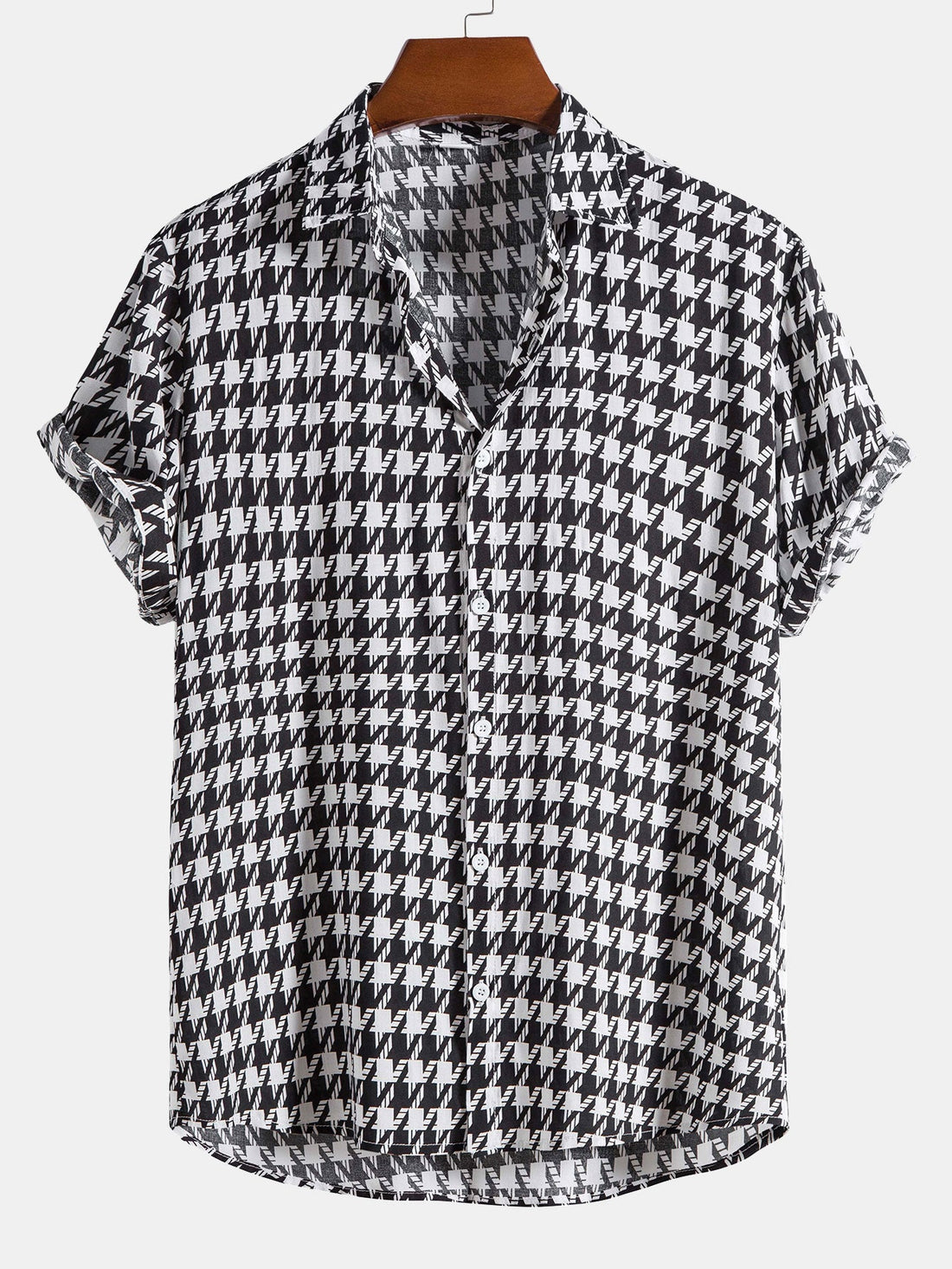 Black And White Geometric Print Shirt