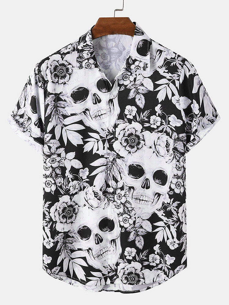 Skull Floral Print Shirt