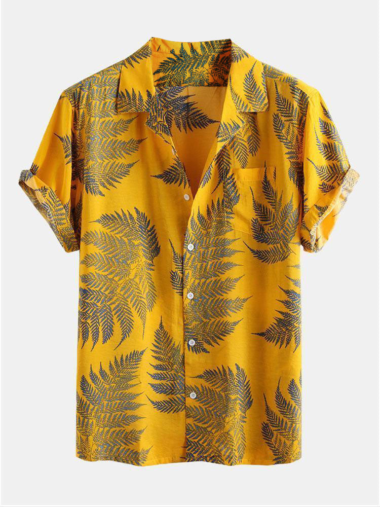 Tropical Plants Print Shirts &amp; Swim Shorts