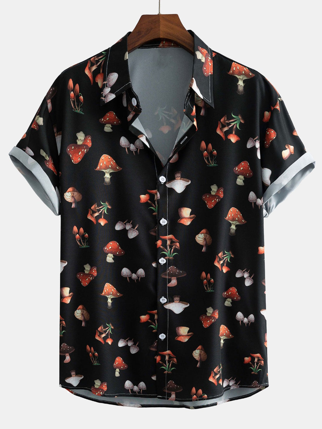 Mushroom Print Button Up Shirt