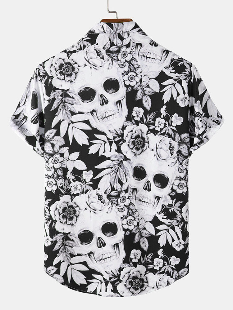 Skull Floral Print Shirt