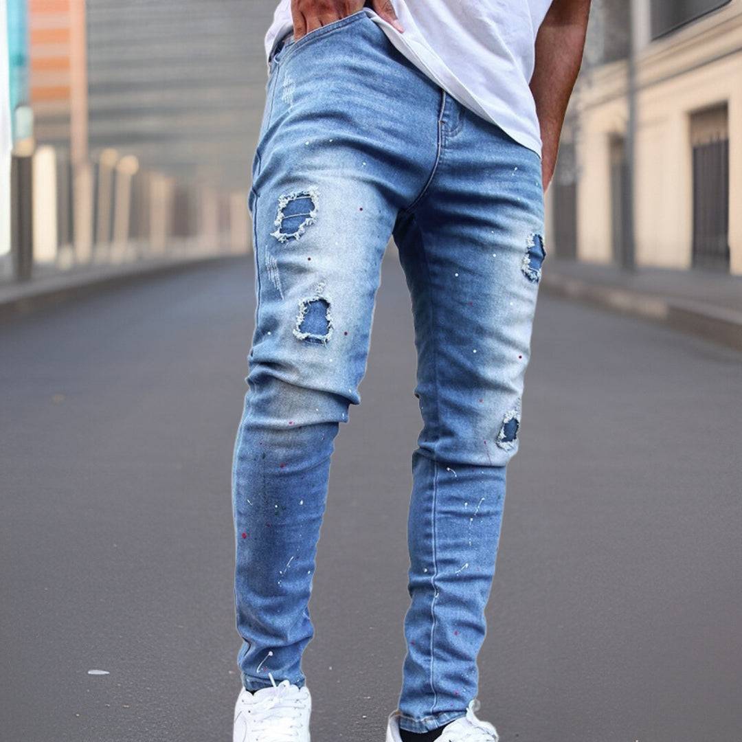 Edgar™ Premium Torn Splatter Ink Denim