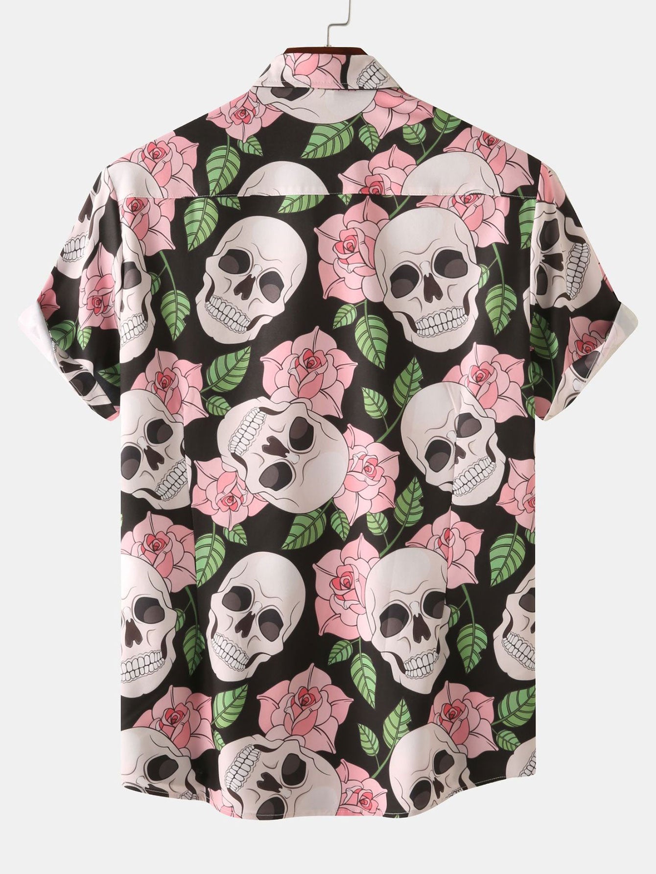 Skull Rose Print Button Up Shirt