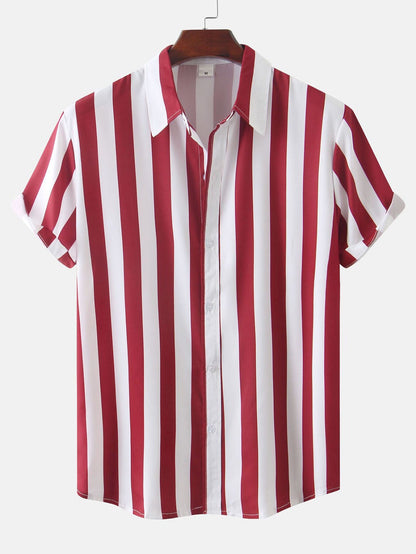 Stripe Print Shirt &amp; Swim Shorts