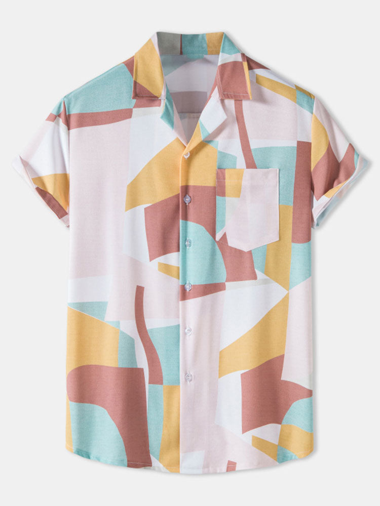 Abstract Color Block Print Shirt