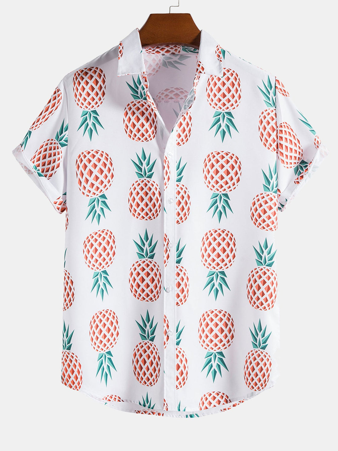 Pineapple Print Button Up Shirt &amp; Shorts