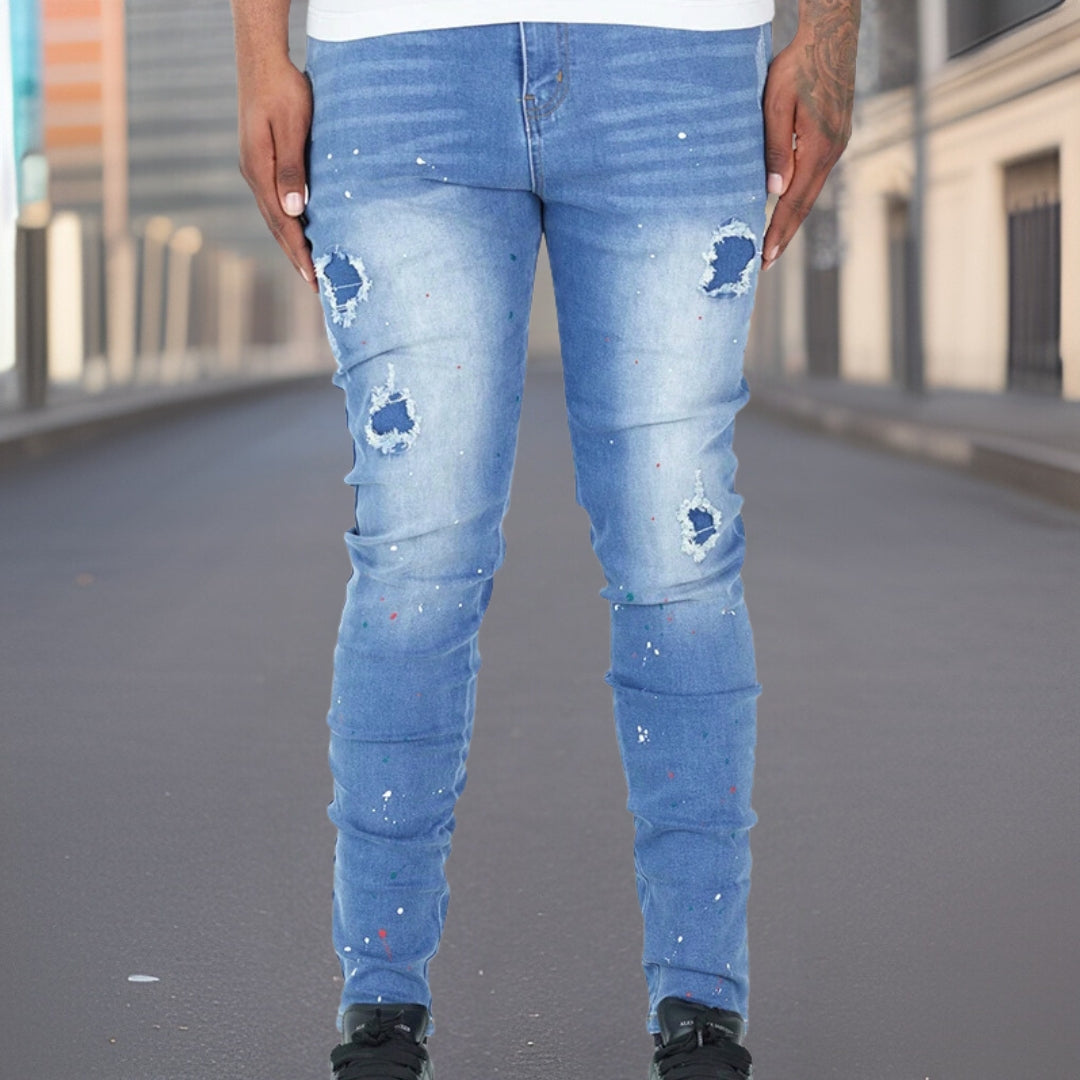 Edgar™ Premium Torn Splatter Ink Denim