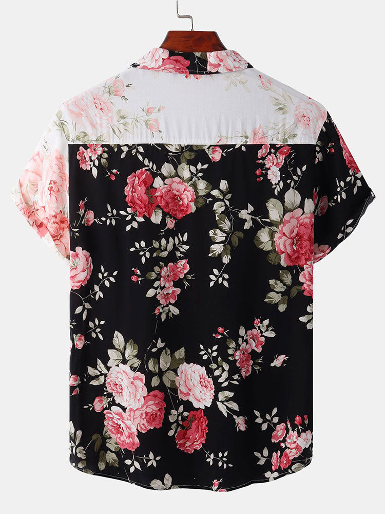 Two Tone Floral Print Shirt