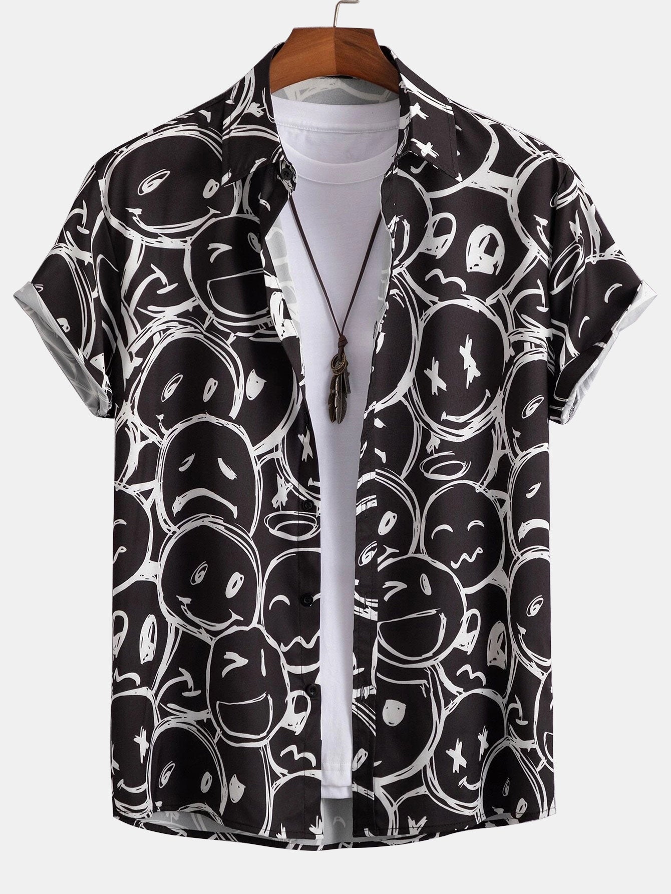 Smiley Print Button Up Shirt