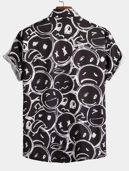 Smiley Print Button Up Shirt