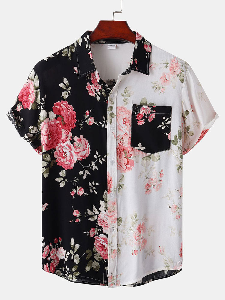 Two Tone Floral Print Shirt