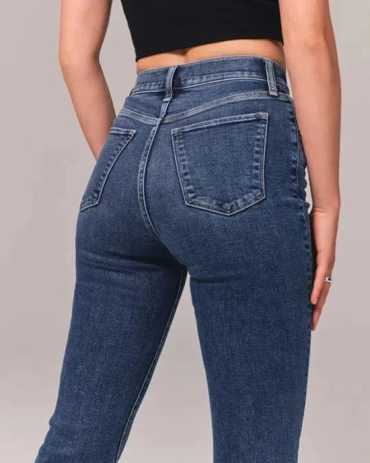 Utsvängda jeans med hög midja met