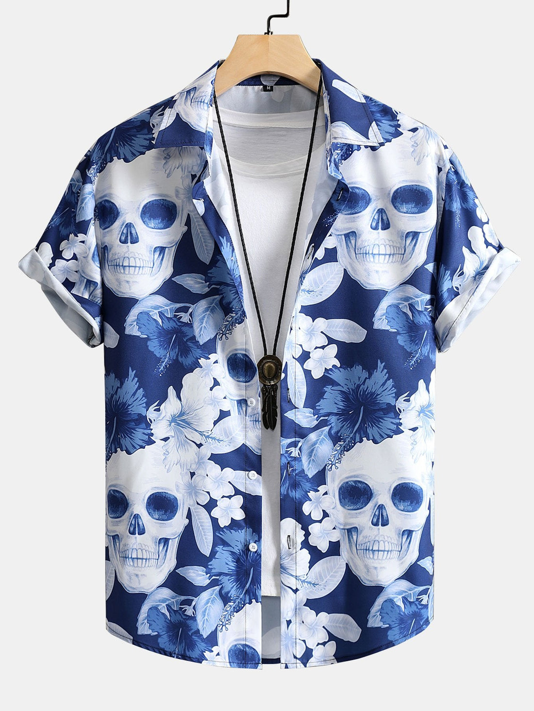 Floral Skull Print Button Up Shirt