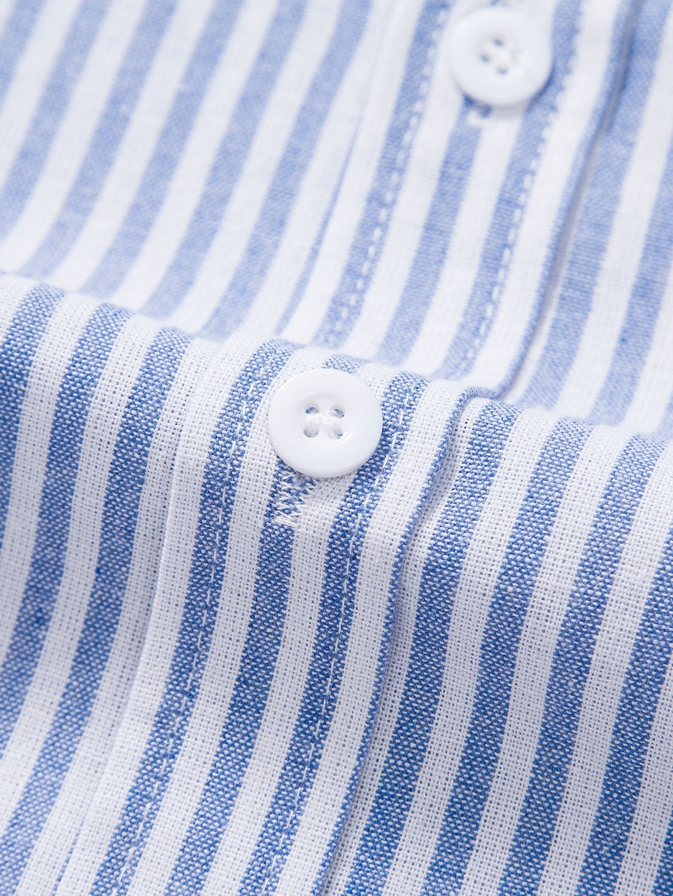 Short Sleeve Cotton Blend Striped Button Up Shirt