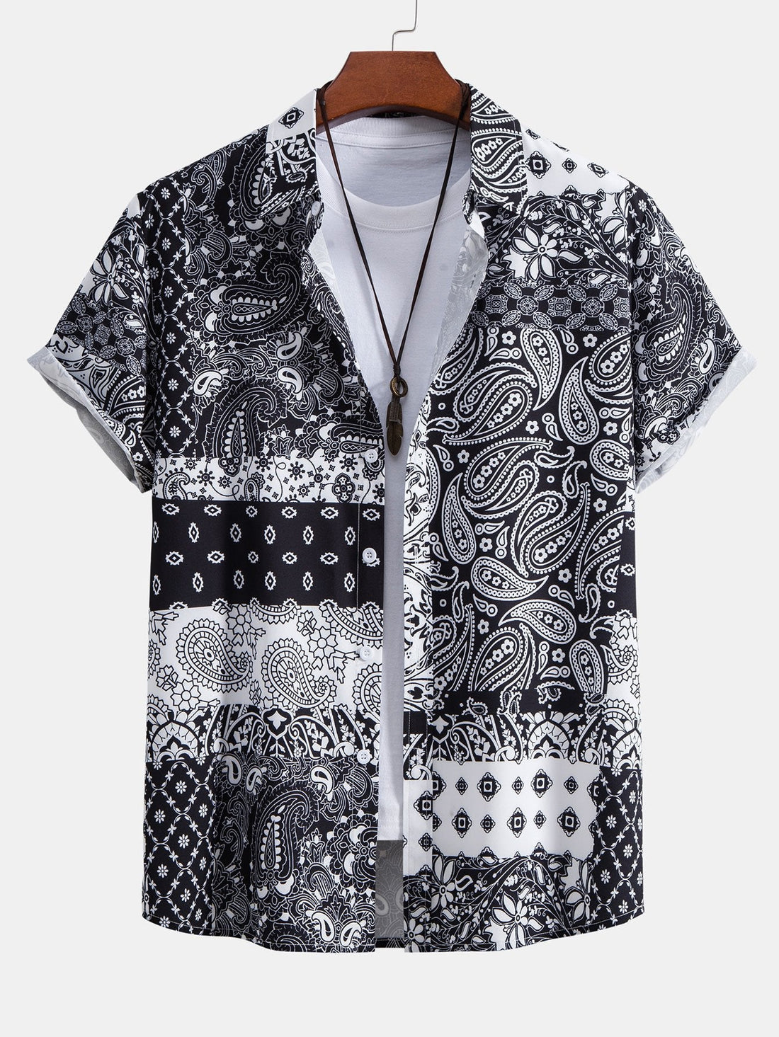 Paisley Floral Patchwork Print Button Up Shirt