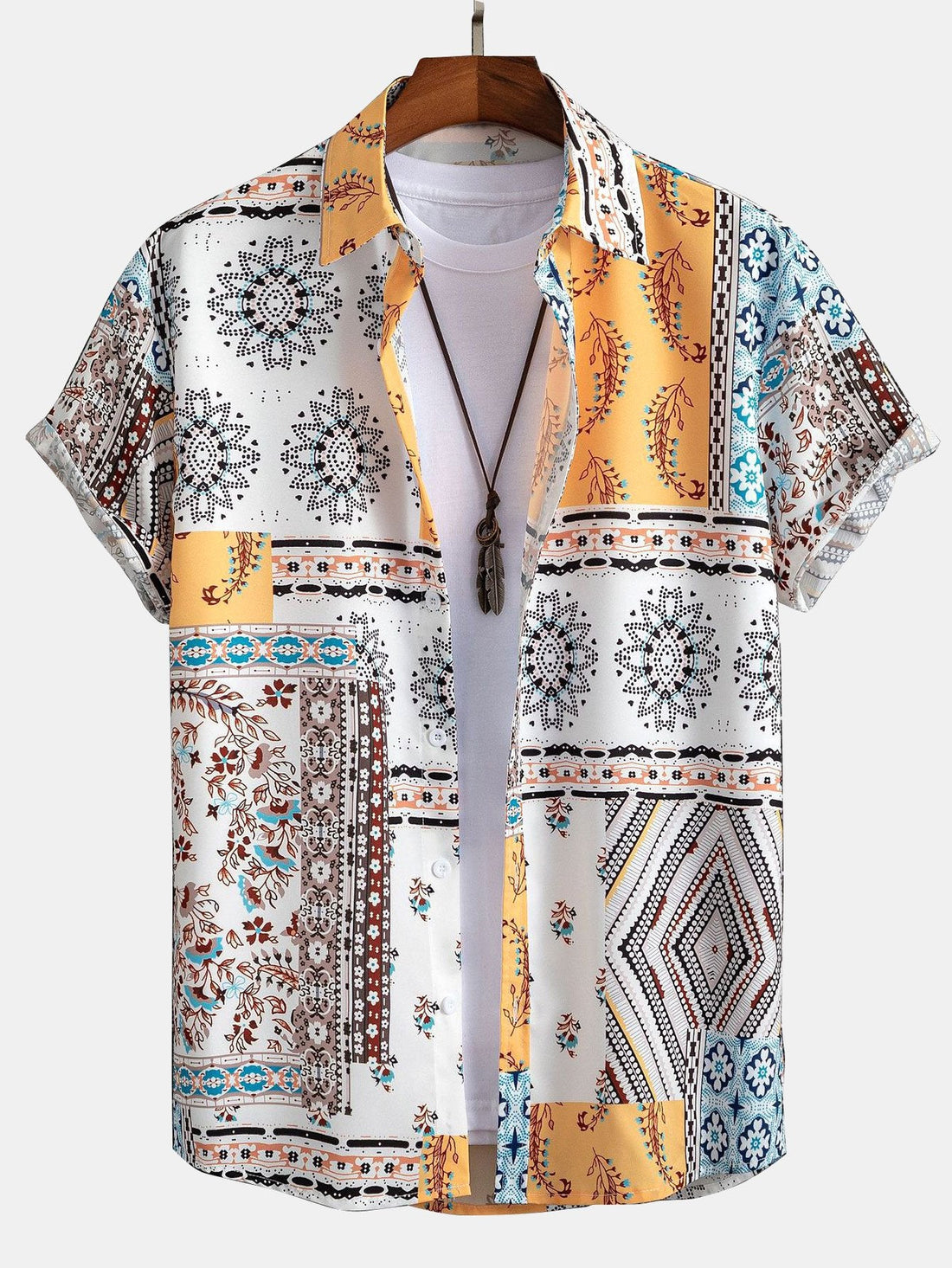 Scarf Print Button Up Shirt