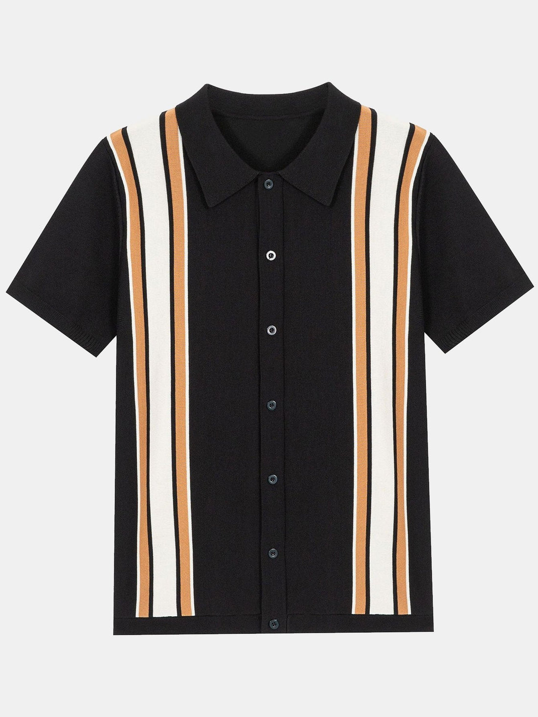 Short Sleeve Multi Stripe Button Up Sweater Polo