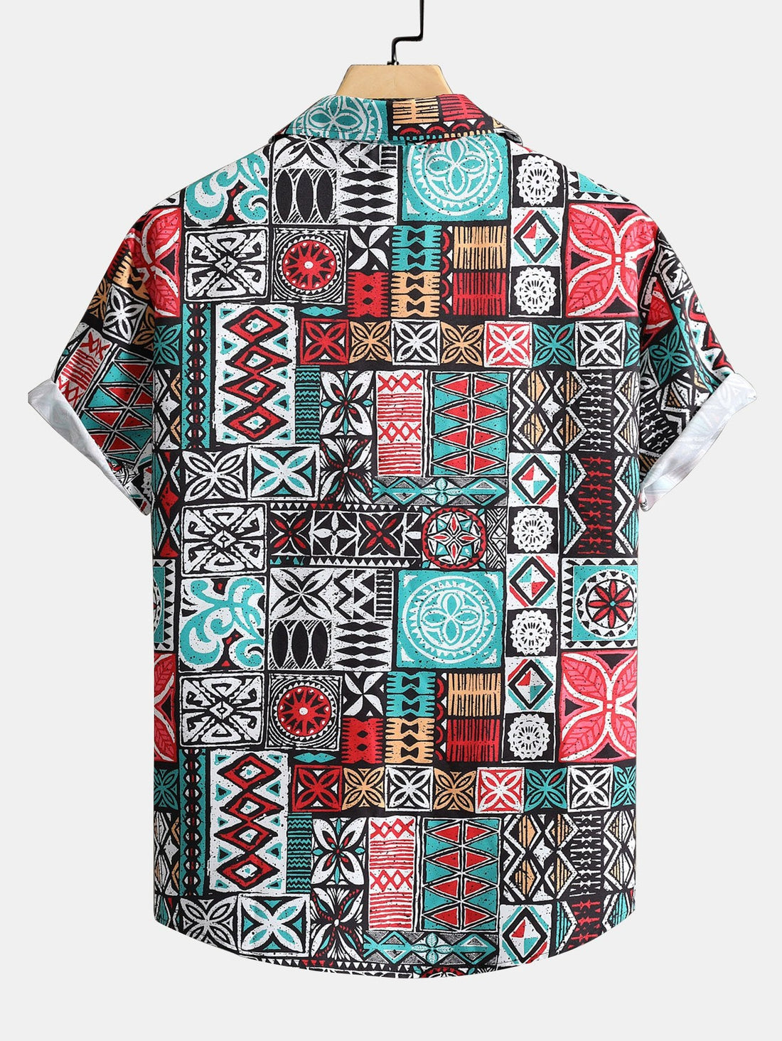 Tile Patchwork Print Button Up Shirt