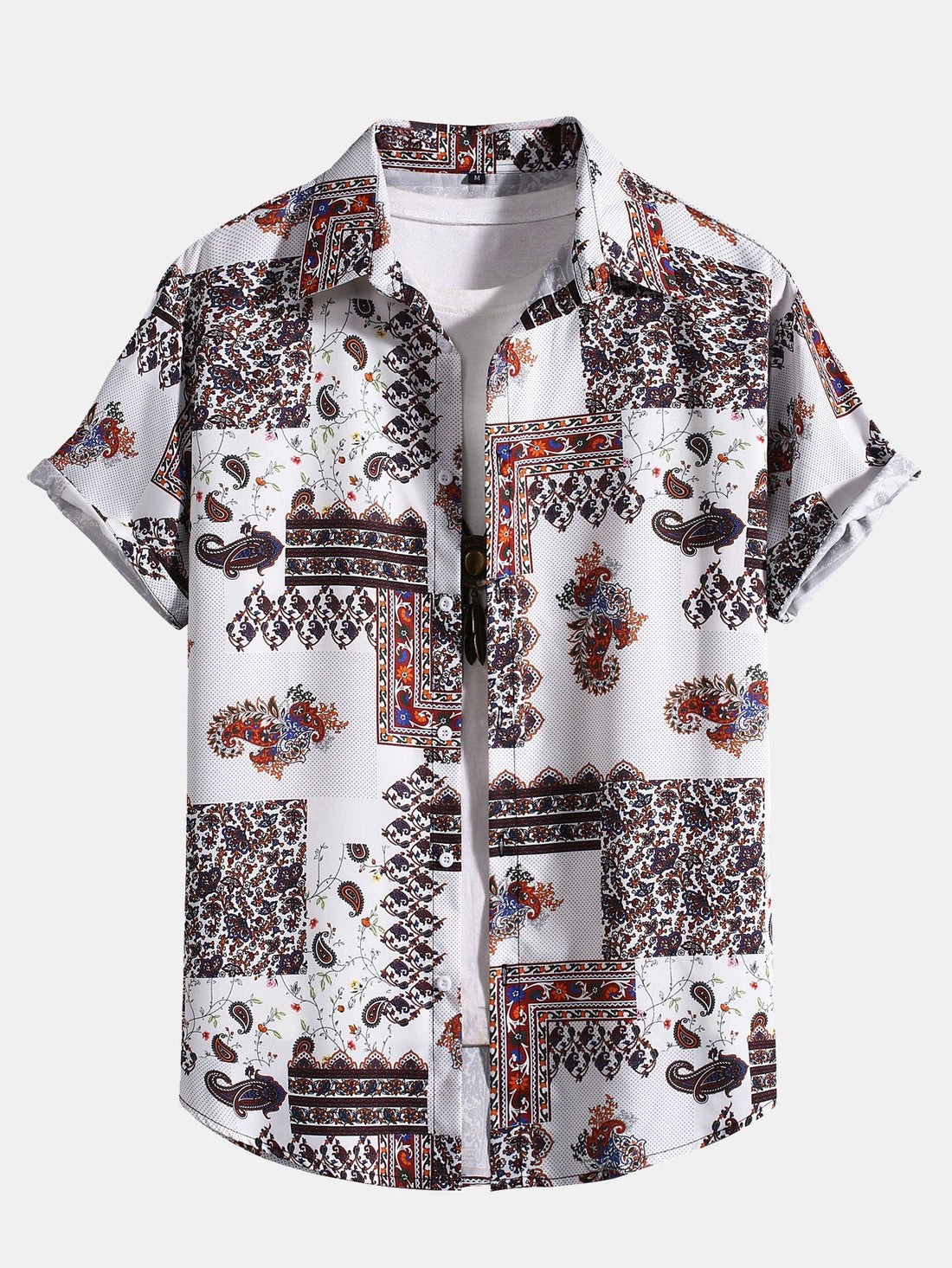 Paisley Patchwork Print Button Up Shirt