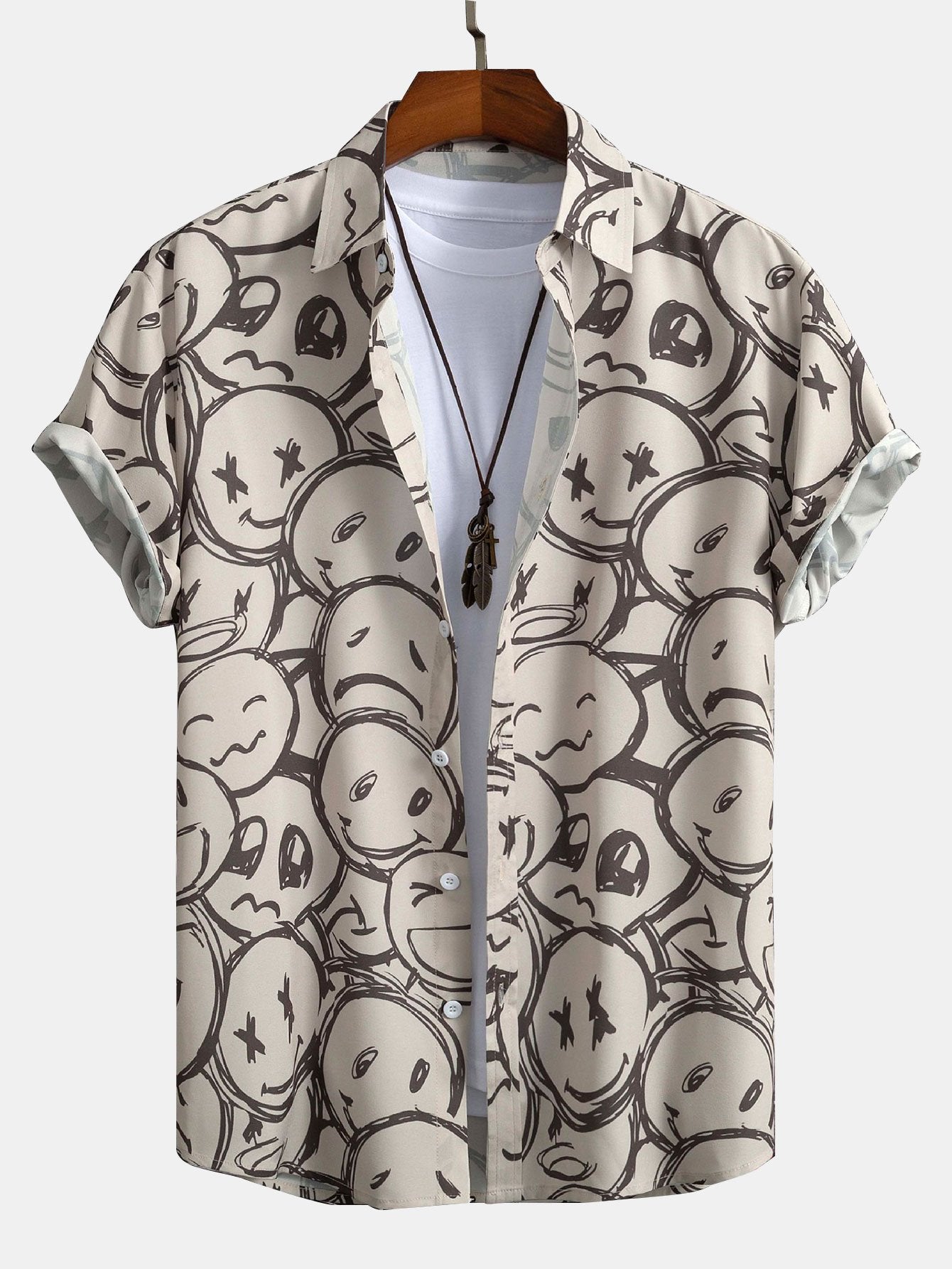 Smiley Print Button Up Shirt