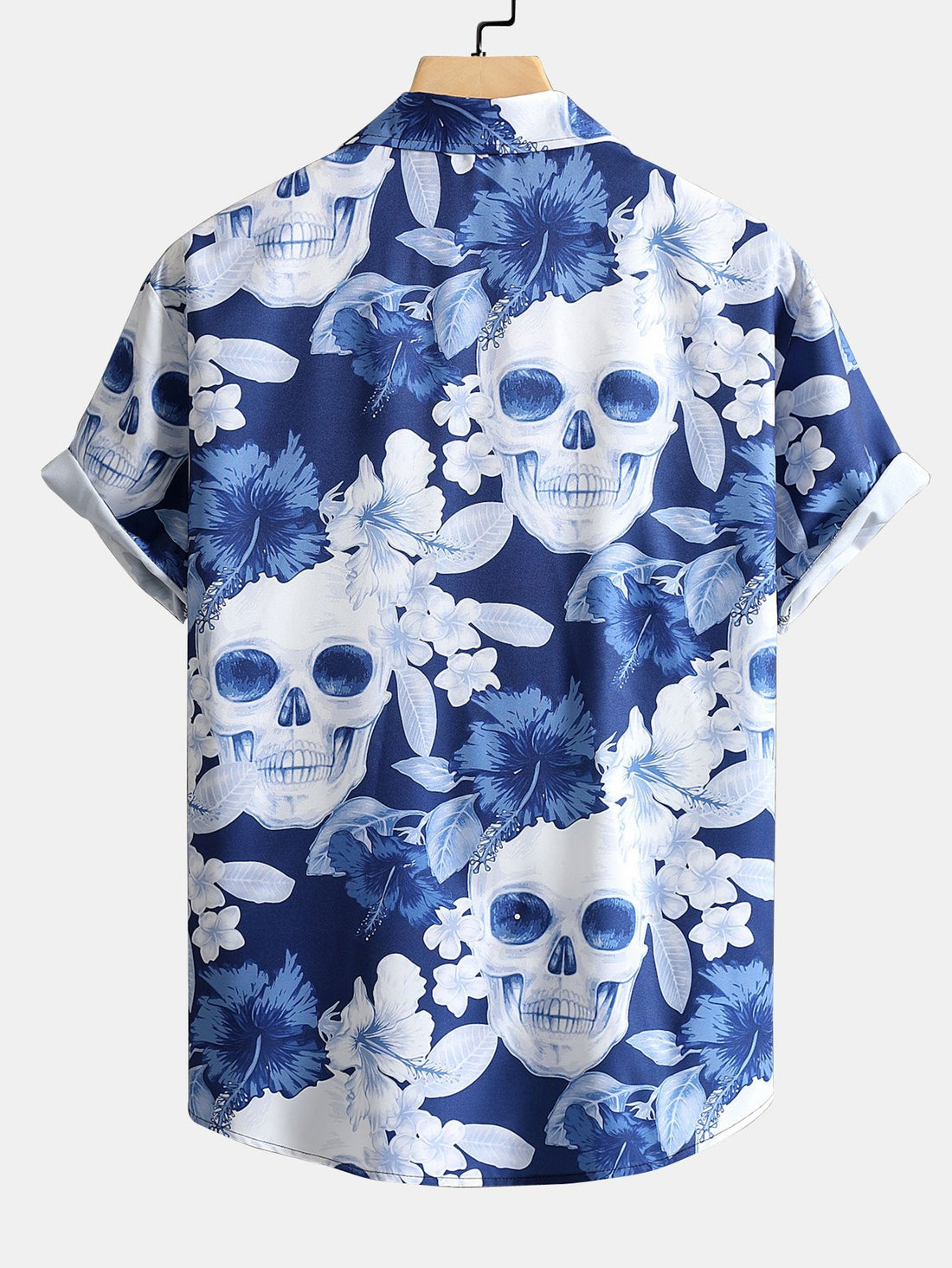 Floral Skull Print Button Up Shirt