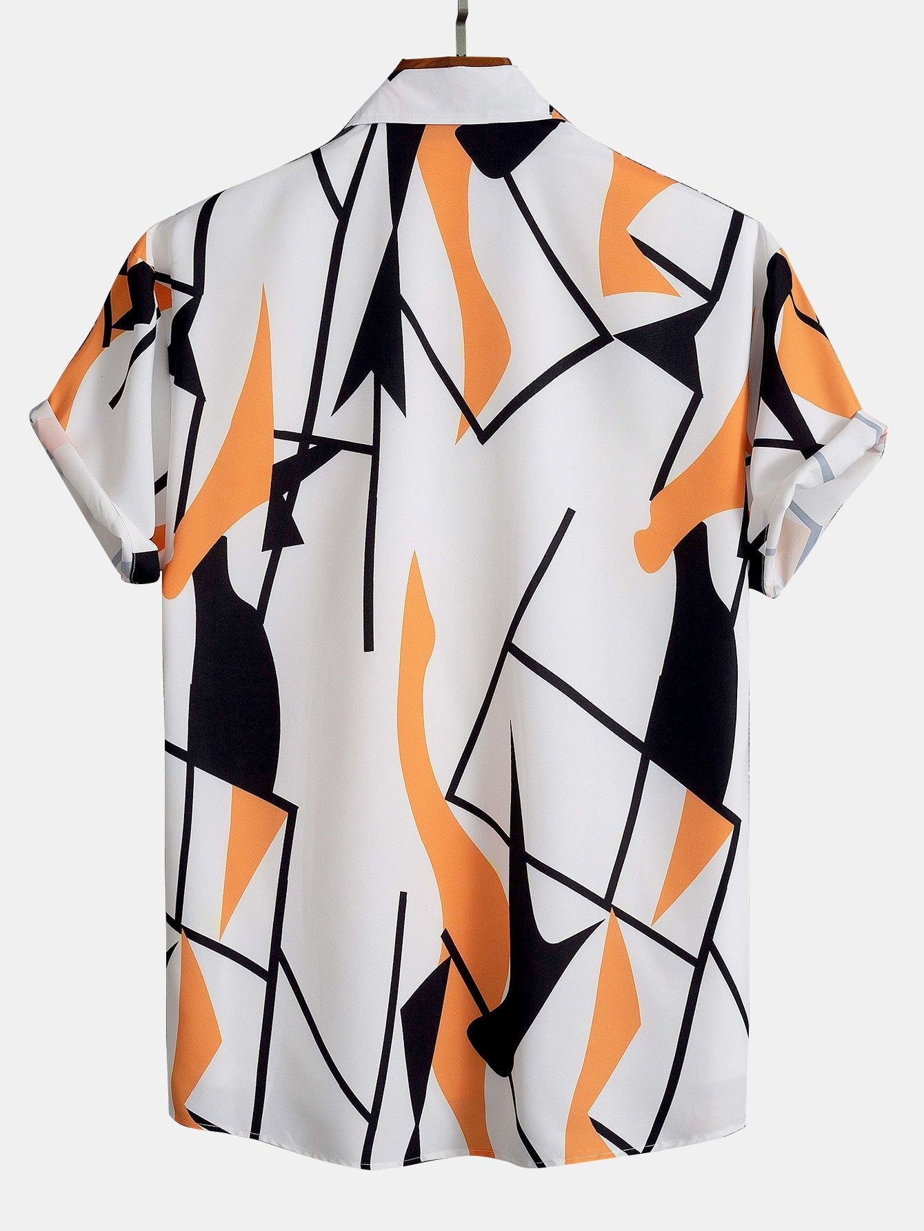 Color Block Abstract Print Button Up Shirt &amp; Swim Shorts